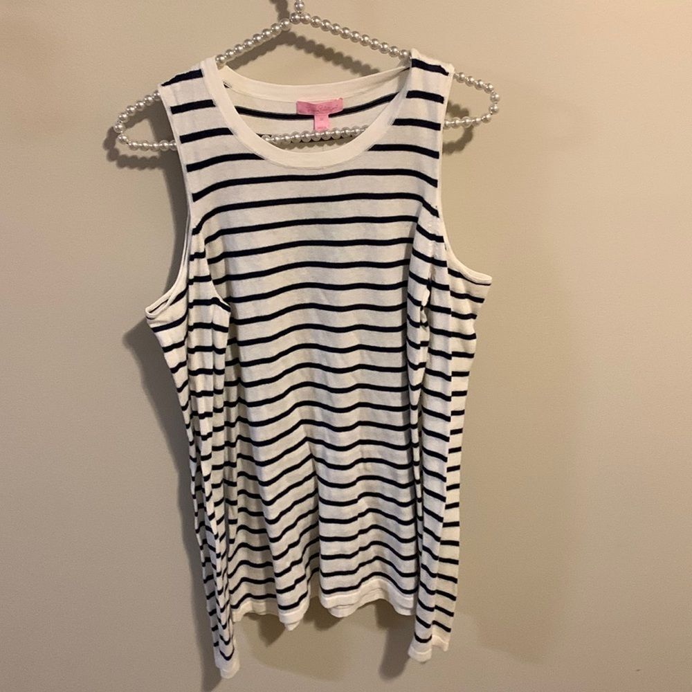 NEW Lilly Pulitzer Striped Tank Top Medium M Cotton Modal Wool Sleeveless Crew